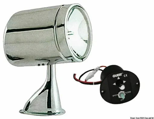 Picture of With "Sealed Beam" bulb, double light: short and wide or deep with narrow beam. Horizontal rotation of 450Â° and vertical rotation of 70Â°. Complete with control panel. Base made of stainless steel 316 and head made of stainless steel 304. - Replacement bulb 5 12V - 13.346.13. - Oem