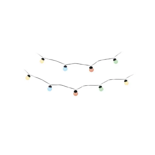 Picture of EDM light garland - guinguette style - multicoloured pastel - 20 LED bulbs - 12,5 m - 71625