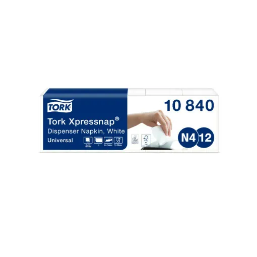 Picture of 8 Pack of TORK napkins for Xpressnap dispenser - White - 10840