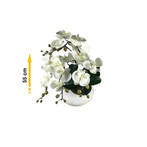 Picture of Artificial composition Orchid white zen 5 stems - 55cm