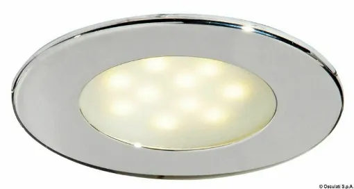 Picture of Stainless steel body. Satin glass lens. Dual fastening system: with hidden screws or with internal stainless steel springs. - Adria LED satin ceiling light - 13.447.04 - Oem