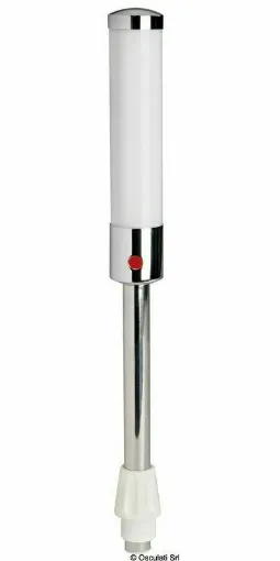 Picture of Designed to illuminate the outdoor or indoor table. Mirror-polished stainless steel LED light rod, chrome-plated brass lamp holder. Adjustable light intensity (100% - 50% - 20% - 0) via touch switch. Powered by 12V through separate 13.440.10/16 bases.