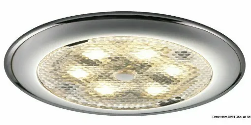 Picture of Stainless steel body. Fastened with invisible screws. Comes with 2 front lenses of different transparency. - Nickel Procion ceiling light with switch - 13.442.14 - Oem