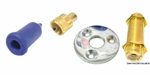 Picture of For stainless steel coaxial cable with an outer protective PVC cap, golden PL-259 connector, two gold-plated data and chrome flange.