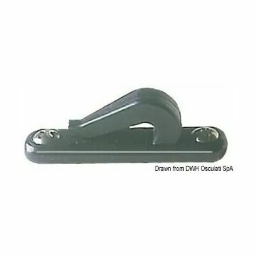 Picture of Black nylon hook for holding the spinnaker sheet.