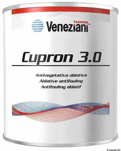 Picture of Ablative antifouling for seasonal protection. It keeps the surface always new with a lower consumption of the protective film compared to a self-polishing antifouling. - Antifouling Cupron 3.0 blue 0.75 l - 65.006.03 - Veneziani