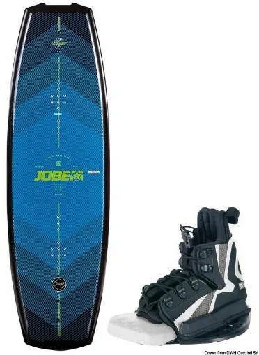 Picture of In fiberglass/formica with polyurethane foam interior. Ultralight RIM construction. Easy wakeboard for intermediate performance. Complete with Explore bindings.