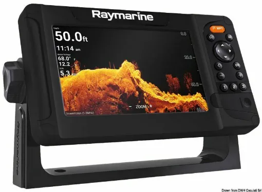 Picture of The Raymarine CHIRP/GPS Element"! HV fishfinder provides you with an advantage when searching for fish and their habitat by offering an incredibly clear view of the underwater world. The HyperVision"! fishfinder technology with 1.2 megahertz brings the resolution of DownVision, SideVision, and RealVision 3D to a new level of image precision. - Available in 7, 9, and 12-inch displays. - Element 7 H