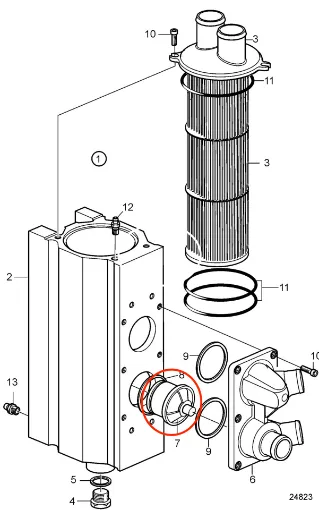 Picture of Thermostat D3-220 Volvo Penta 3840816