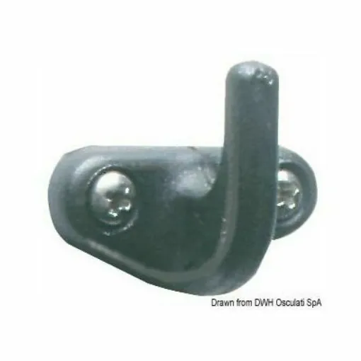 Picture of Black nylon hook for various uses in sailing and other activities.