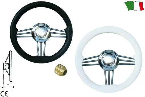 Picture of 3-Spoke Polyurethane Steering Wheel, Black.