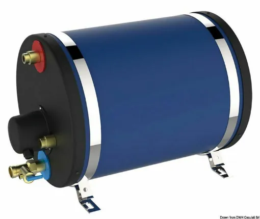 Picture of Bivalent operation with heat exchanger or 1250 W electric resistance at 230 V. (upon request, a 110V resistance boiler for the US market). High insulation between tank and casing made of expanded polyurethane, in order to maintain water temperature for at least 123 hours. Oversized heat exchanger that provides a practical performance much higher than competing products with double capacity. Can be