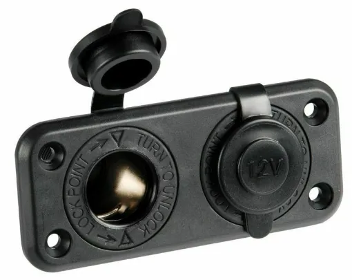 Picture of Double waterproof socket for plugs 14.517.02, complete with panel.