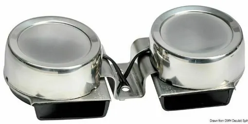 Picture of Mirror polished stainless steel body + ABS base. Single horn power 110 Â± 5 dB.