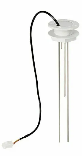 Picture of Composed of a panel with a 4-LED indicator (1/4 - 1/2 - 3/4) + probe with international 5-hole flange. Also provided with a thread and nut for universal fastening in all tanks of any material. Suitable for tanks with a height of 15/50 cm. The sensors of the probe will need to be cut in proportion to the height of the tank used.