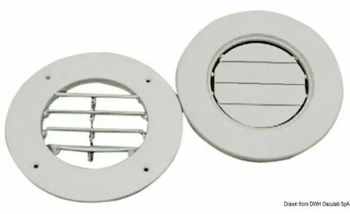 Picture of With adjustable and closable fins, in white ABS, screw cover ring.