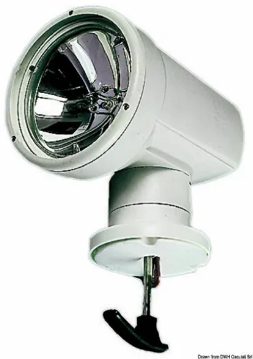 Picture of With a 5 3/4 inch BLUE EYE halogen bulb, original STANLEY with double filament and maximum range of 600 m. It produces a wide beam short light or a narrow cone depth light. It can be operated through a handle under the cover or under the Roll-bar, with a rotation of 330Â° and high/low Â±28Â°. Applicable on thicknesses from 5 mm to 25 mm. With a thickness of 50 mm, the handle protrudes from 34 mm (