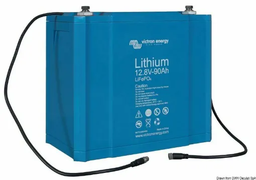 Picture of VICTRON lithium iron phosphate (LiFePO4 or LFP) batteries have integrated cell balancing and monitoring. It is possible to connect up to ten batteries in parallel and up to four in series, allowing for the assembly of a battery bank with a maximum of 48V and 3000 AÂ·h. The cell balancing/monitoring cables can be connected in cascade and must be connected to a Battery Management System (BMS).

Ba