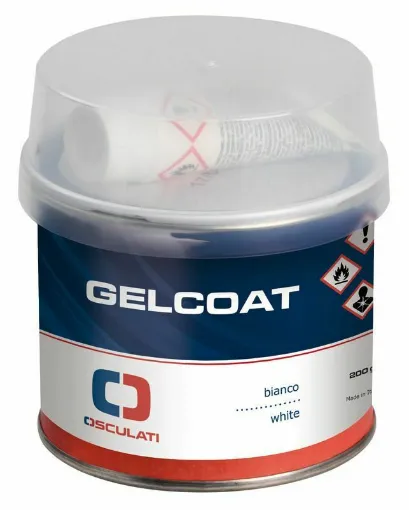 Picture of High-strength two-component gelcoat, white "4 in 1". It is used like a normal spreadable putty and the final result is a shiny white finish that restores the original surface of chipped, crushed or dented gelcoat. It can be painted over.