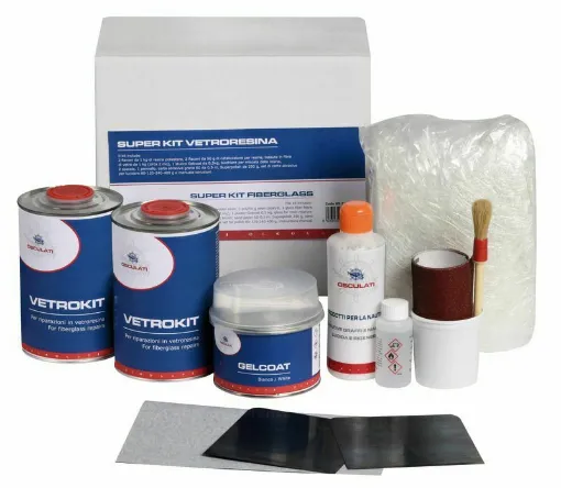 Picture of Designed for repairs of a certain importance. The kit includes: - 2 bottles of 1 kg polyester resin.