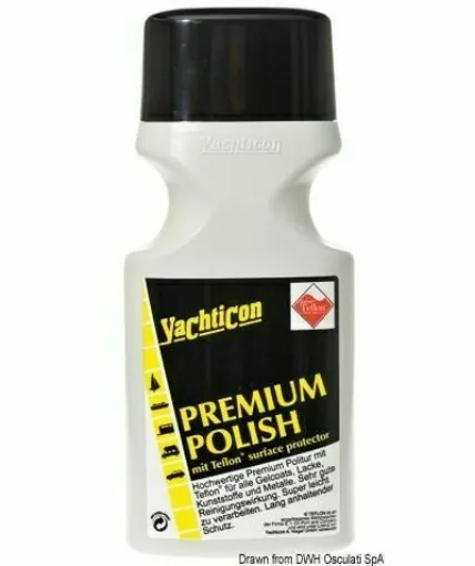 Picture of This is a Teflon-based polish that guarantees long-lasting protection and an extremely shiny and water-repellent surface. If used on the hull, it makes it particularly smooth, and therefore it is recommended for racing boats. 500 ml packaging.