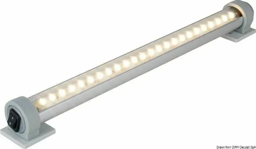 Picture of 360Â° rotating light bars. Anodized aluminum casing with embedded SMD LEDs protected by frosted plexiglass. The system is equipped with various types of supports that make it very versatile. They can be manufactured in any length.