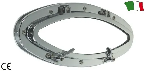 Picture of Porthole With Octagonal Shape. Chrome Finish. Dimensions: 410 X 172.