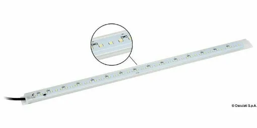 Picture of Transparent thermoplastic light bars with 2835 LEDs. Fixing with 4 screws or adhesive tape. Completely waterproof. LEDs embedded in the front resin. Particularly suitable for creating indirect lighting in dinettes or cabins. - Led light bar 229 mm 12V - 13.844.01 - Oem