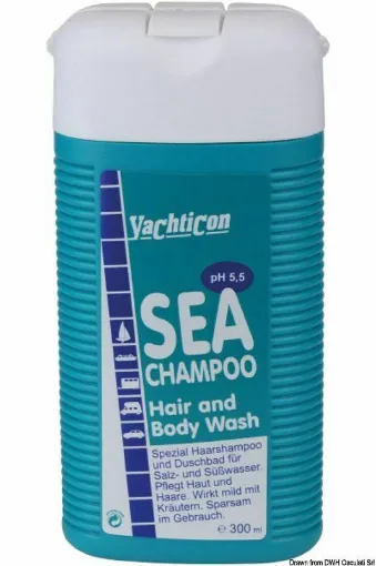 Picture of Biodegradable liquid cleanser for hair and body, usable with both saltwater and freshwater. Contains emollients that counteract the drying effects of sun and salt, and has a gentle pH of 5.5.