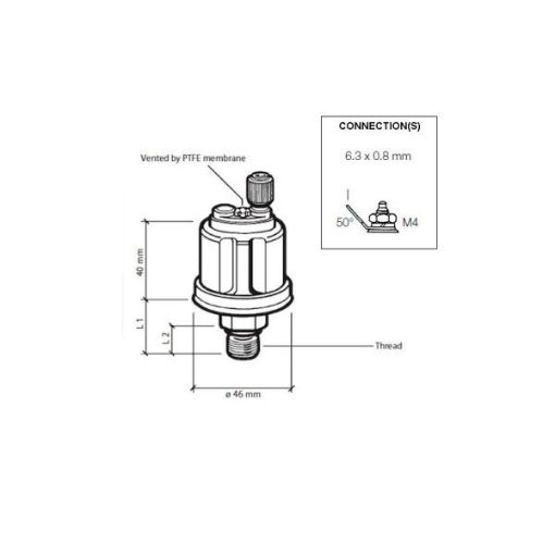 Picture of VDO 0-10 bar pressure sensor indicator 1/8-27 NPTF - 362-081-003-002K