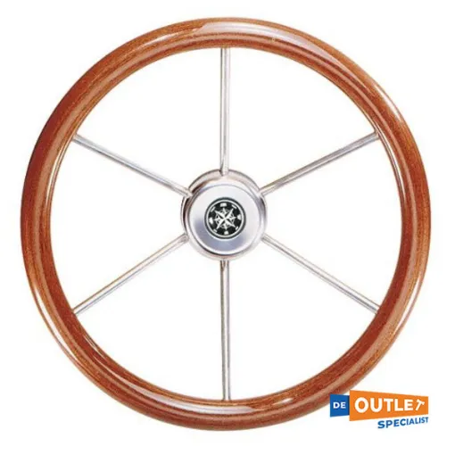 Picture of Volanti stainless steel 5-spoke steering wheel with Mahogany - VN7390/33