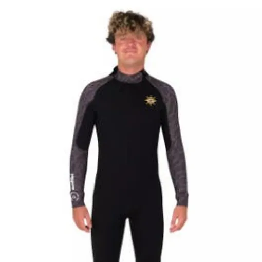 Picture of Combinaison De Longe-côte Double Zip 4/3 Mm Homme Noir/jaune Mellow Sea Anfibi