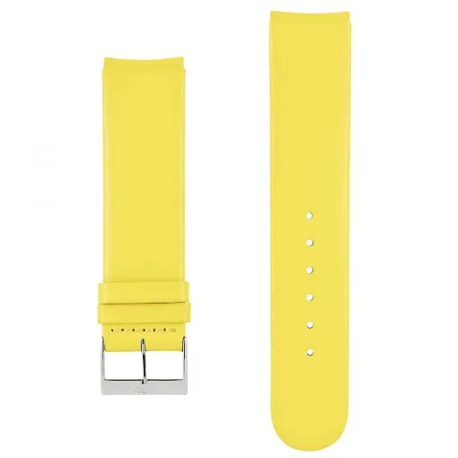 Picture of akteo flat leather watch strap silver buckle 20 yellow