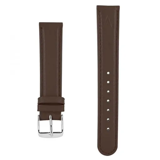 Picture of leather watch strap couture akteo buckle silver 18 dark brown